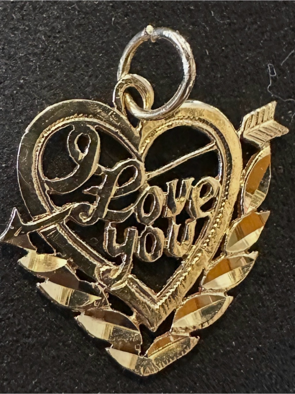 14K Yellow Gold “I Love You” Heart Charm